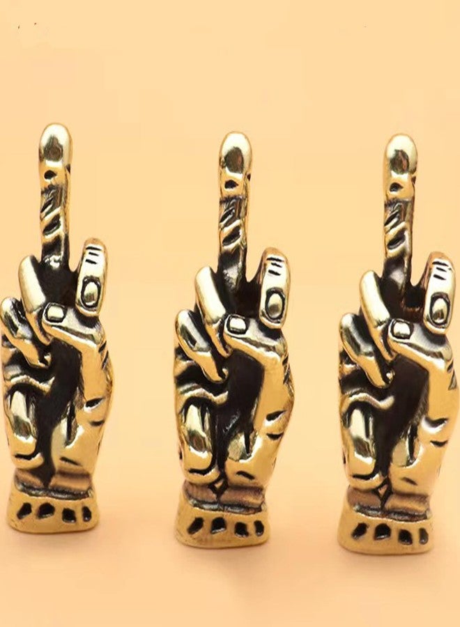 ALHBEJT 2Pcs Brass Hand Erect Middle Finger Statue: Modern Brass Middle Finger Gesture Hand Sculpture, Solid Yellow, Humorous Decorative Figurine - Image 2